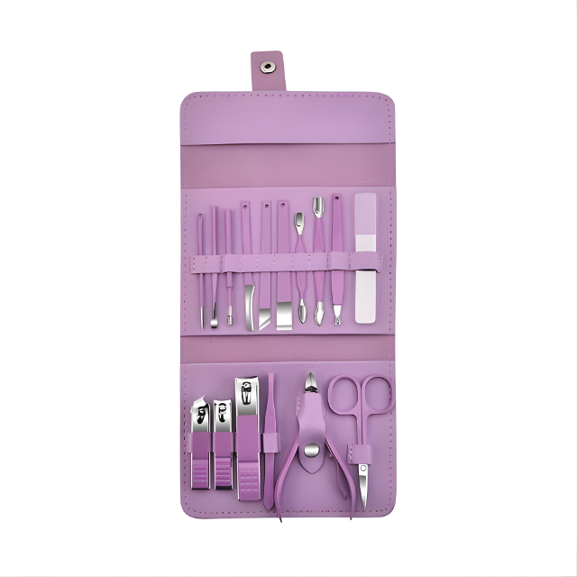 16-Piece Professional Manicure & Pedicure Kit – Stainless Steel Nail Care Set with Travel Case