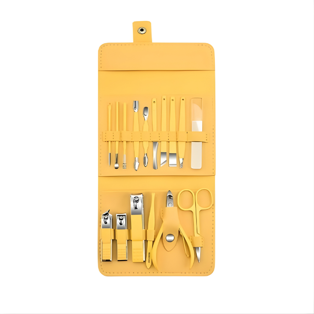 16-Piece Professional Manicure & Pedicure Kit – Stainless Steel Nail Care Set with Travel Case