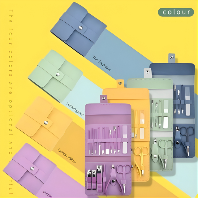 16-Piece Professional Manicure & Pedicure Kit – Stainless Steel Nail Care Set with Travel Case