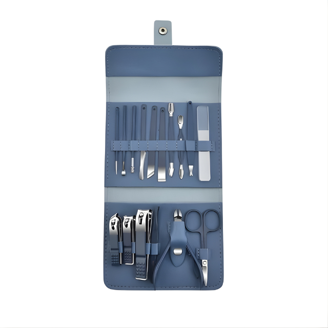 16-Piece Professional Manicure & Pedicure Kit – Stainless Steel Nail Care Set with Travel Case